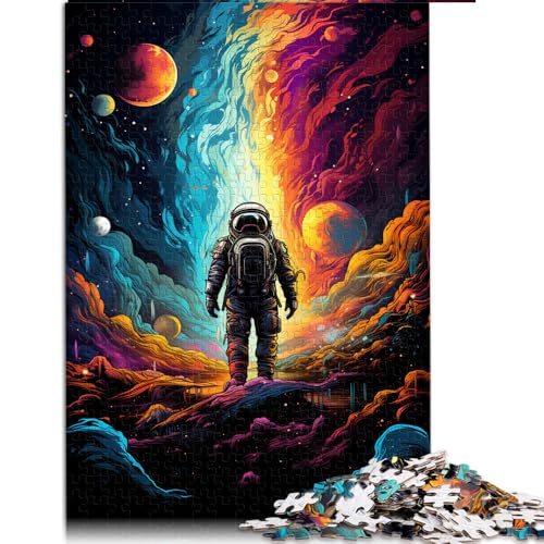 1000-teiliges Puzzle, farbenfrohes psychedelisches Astronauten-Papierpuzzle, für Teenager und Kinder, Puzzlespielzeug zur Heimdekoration. Größe: 50 x 75 cm. von LZYANG