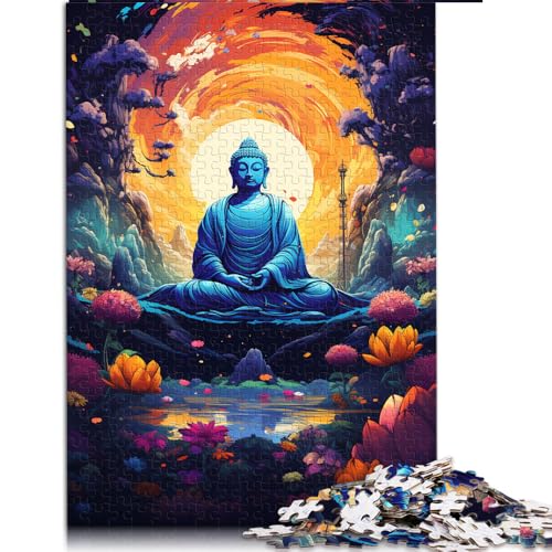 1000-teiliges Puzzle, farbenfrohes psychedelisches Buddha-Papierpuzzle, für Erwachsene und Kinder ab 12 Jahren, Denkspiel-Spielzeug. Größe: 26 x 38 cm. von LZYANG