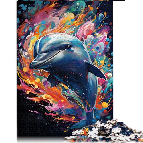 1000-teiliges Puzzle, farbenfrohes psychedelisches Delfin-Papierpuzzle, für Erwachsene und Kinder ab 12 Jahren, Denkspiel, Größe: 50 x 75 cm von LZYANG