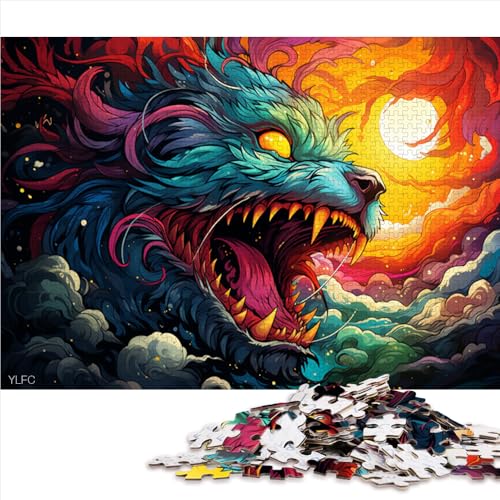 1000-teiliges Puzzle, farbenfrohes psychedelisches Drachen-Papierpuzzle, für Erwachsene und Kinder ab 12 Jahren, Heimdekoration. Größe: 52 x 38 cm. von LZYANG