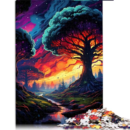 1000-teiliges Puzzle, farbenfrohes psychedelisches Dschungel-Papierpuzzle, für Teenager und Kinder, pädagogisches Spielzeug-Puzzle zum Stressabbau, Größe: 52 x 38 cm von LZYANG