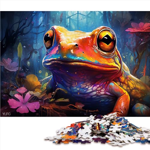 1000-teiliges Puzzle, farbenfrohes psychedelisches Frosch-Papierpuzzle, für Erwachsene und Kinder ab 12 Jahren, Lernspielzeug, Größe: 50 x 75 cm von LZYANG