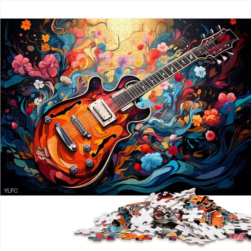 1000-teiliges Puzzle, farbenfrohes psychedelisches Gitarren-Puzzle aus Holz, für Erwachsene und Kinder, lustiges Puzzle für die ganze Familie von 。Größe: 52 x 38 cm von LZYANG