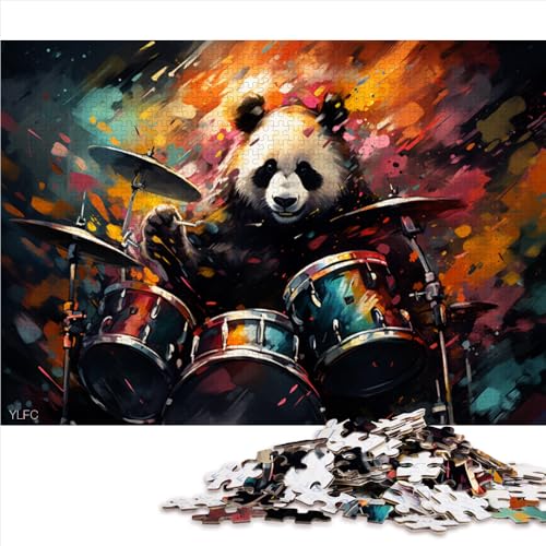 1000-teiliges Puzzle, farbenfrohes psychedelisches Panda-Gemälde, Holzpuzzle für Erwachsene und Kinder ab 12 Jahren, pädagogisches Puzzle zum Stressabbau, Größe: 52 x 38 cm von LZYANG