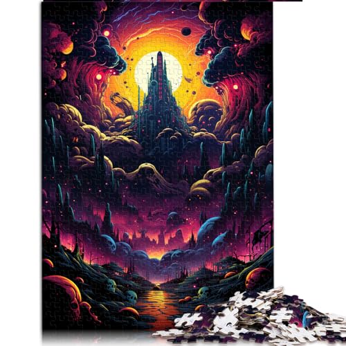 1000-teiliges Puzzle, farbenfrohes psychedelisches Papierpuzzle „Silberstadt“, geeignet für Kinder ab 12 Jahren, Lernspiele für Erwachsene und Kinder, Größe: 50 x 75 cm. von LZYANG