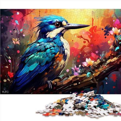 1000-teiliges Puzzle, farbenfrohes psychedelisches Specht-Holzpuzzle, für Erwachsene und Kinder ab 12 Jahren, tolles Geschenk für die ganze Familie. Größe: 52 x 38 cm. von LZYANG