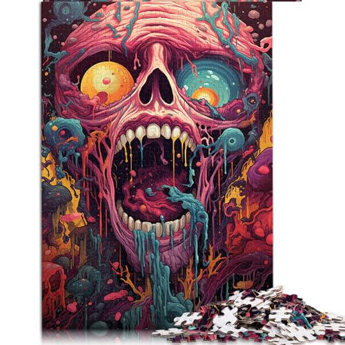 1000-teiliges Puzzle, farbenfrohes psychedelisches Totenkopf-Kunst-Papierpuzzle, für Kinder ab 12 Jahren, unmögliches Puzzle, Größe: 52 x 38 cm von LZYANG