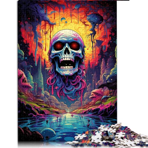 1000-teiliges Puzzle, farbenfrohes psychedelisches Totenkopf-Papierpuzzle, für Erwachsene und Kinder ab 12 Jahren, Lernspiel für Erwachsene und Kinder. Größe: 26 x 38 cm. von LZYANG