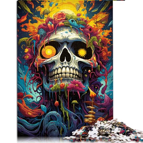 1000-teiliges Puzzle, farbenfrohes psychedelisches Totenkopf-Papierpuzzle, für Erwachsene und Kinder ab 12 Jahren, tolles Geschenk für Erwachsene. Größe: 52 x 38 cm. von LZYANG