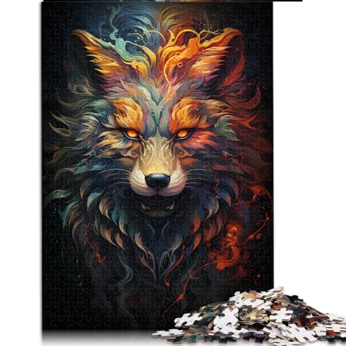 1000-teiliges Puzzle, farbenfrohes psychedelisches Wolf-Papierpuzzle, für Erwachsene und Kinder ab 12 Jahren, Spiele, Spielzeug, Geschenk, Größe: 50 x 75 cm von LZYANG