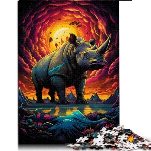 1000-teiliges Puzzle, farbiges Nashorn-Papierpuzzle, für Erwachsene und Kinder ab 12 Jahren, interessante Puzzles zur Stressreduzierung. Größe: 26 x 38 cm. von LZYANG