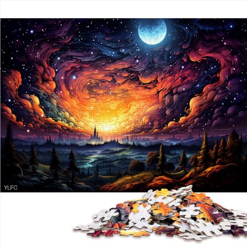 1000-teiliges Puzzle, gefüllt vom Nachmittag bis in die Nacht, Papierpuzzle für Erwachsene und die Familie, Holzpuzzle für Familienspiele und als Heimdekoration. Größe: 50 x 75 cm. von LZYANG