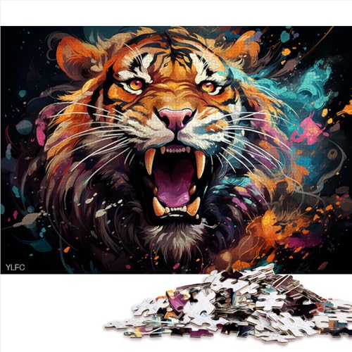 1000-teiliges Puzzle, geheimnisvolles, buntes Tiger-Papierpuzzle, für Erwachsene und Kinder ab 12 Jahren, Denkspiel, Größe: 50 x 75 cm von LZYANG