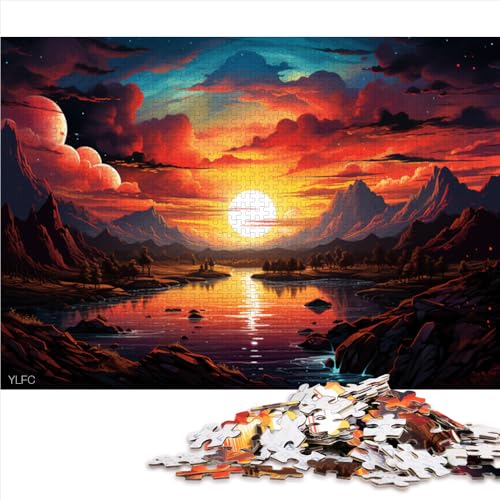 1000-teiliges Puzzle, psychedelische farbenfrohe Landschaft, Papierpuzzle, für Erwachsene und Kinder ab 12 Jahren, Lernspiel für Erwachsene und Kinder. Größe: 50 x 75 cm. von LZYANG