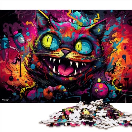 1000-teiliges Puzzle, psychedelisches Farbkatzen-Papierpuzzle, geeignet für Erwachsene und Kinder ab 12 Jahren, Denkspiel als Spielzeug. Größe: 50 x 75 cm. von LZYANG