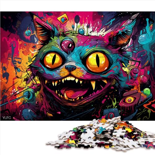 1000-teiliges Puzzle, psychedelisches Farbkatzen-Papierpuzzle, geeignet für Erwachsene und Kinder ab 12 Jahren, Denkspiel als Spielzeug. Größe: 50 x 75 cm. von LZYANG