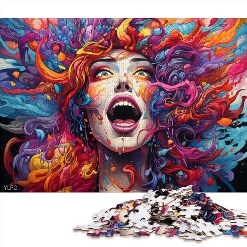 1000-teiliges Puzzle, psychedelisches Farbkunst-Papierpuzzle, für Erwachsene und Kinder ab 12 Jahren, für Familienspaß und Spieleabende. Größe: 50 x 75 cm. von LZYANG