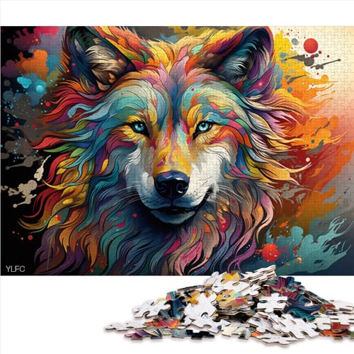 1000-teiliges Puzzle, schönes, farbenfrohes Wolf-Papierpuzzle, für Erwachsene und Kinder ab 12 Jahren, Puzzlespielzeug zur Heimdekoration, Größe: 52 x 38 cm von LZYANG