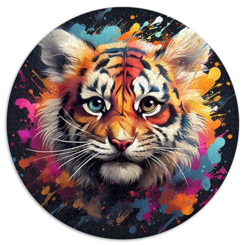 1000-teiliges Puzzle, süßes kleines Tigerjunges, runde Puzzles, für Erwachsene und Kinder ab 12 Jahren, Kartonpuzzles, Lernspiel für Erwachsene und Kinder, Größe 67,5 x 67,5 von LZYANG