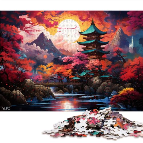 1000-teiliges Puzzle, volle Psychedelia an japanischen Schreinen, Papierpuzzle, für Erwachsene und Kinder ab 12 Jahren, Lernspielzeug, Größe: 52 x 38 cm von LZYANG