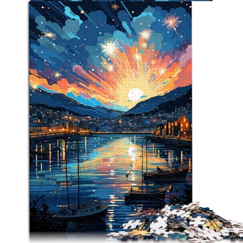 1000-teiliges Puzzle, volle Psychedelia im Hafen von Bergen, Papierpuzzle, für Erwachsene und Kinder, Lernspiel für Erwachsene und Kinder. Größe: 50 x 75 cm. von LZYANG