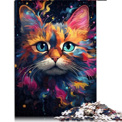 1000-teiliges Puzzle, volle Psychedelie mit süßen Galaxiekätzchen, Papierpuzzle für Erwachsene und Kinder, Lernspiel und Herausforderungsspielzeug. Größe: 52 x 38 cm. von LZYANG