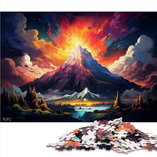 1000-teiliges Puzzle, wunderschöne, farbenfrohe Berglandschaft, Papierpuzzle für Erwachsene, Familien oder Kinder, Holzpuzzle für Familienspiele und als Heimdekoration. Größe: 52 x 38 cm. von LZYANG