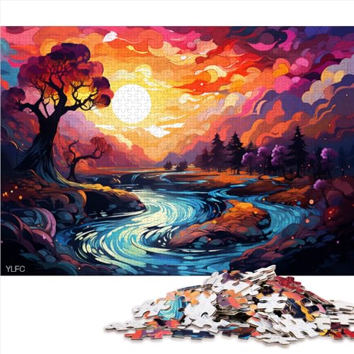 1000-teiliges Puzzle, wunderschöne farbenfrohe Landschaft, Papierpuzzle, für Erwachsene und Kinder ab 12 Jahren, Familienaktivitäts-Puzzle. Größe: 26 x 38 cm. von LZYANG