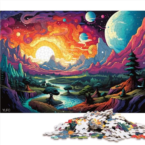 1000-teiliges Puzzle, wunderschönes, farbenfrohes Papierpuzzle mit Planetenlandschaft, für Erwachsene und Kinder ab 12 Jahren, Lernspiel für Erwachsene und Kinder. Größe: 50 x 75 cm. von LZYANG