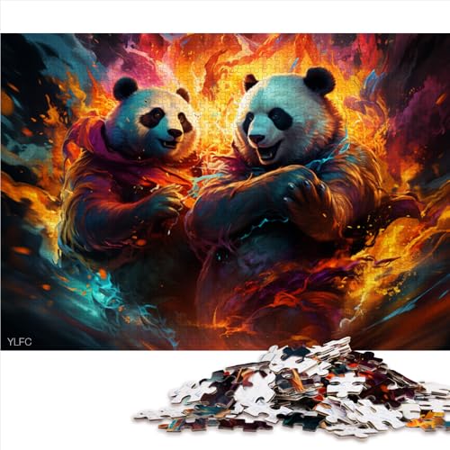 1000-teiliges Puzzle-Geschenk für Erwachsene, Bunter Panda, der Kung-Fu kennt, Papierpuzzle, für Erwachsene und Familien, Denkspiel-Spielzeug. Größe: 50 x 75 cm. von LZYANG