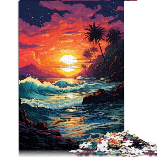 1000-teiliges Puzzle-Geschenk für Erwachsene, Papierpuzzle „Fantasy-Strand bei Sonnenuntergang“, für Erwachsene und Kinder ab 12 Jahren, Lernspiele, Puzzle zur Heimdekoration. Größe: 26 x 38 cm von LZYANG