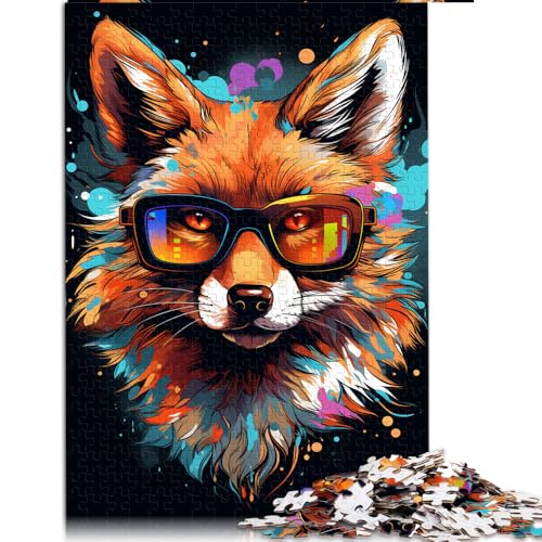 1000-teiliges Puzzle-Geschenk für Erwachsene, farbenfrohes Fantasy-Brillenfuchs-Papierpuzzle, für Erwachsene und Kinder ab 12 Jahren, Familienspiele. Größe: 26 x 38 cm von LZYANG