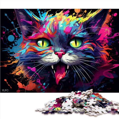 1000-teiliges Puzzle-Spielzeug, EIN Papierpuzzle mit Einer wütenden Katze, für Erwachsene und Kinder ab 12 Jahren, Holzpuzzle für Familienspiele und als Heimdekoration. Größe: 50 x 75 cm von LZYANG