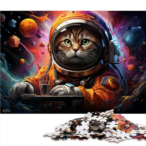 1000-teiliges Puzzle für Erwachsene, Astronaut_Cat-Papierpuzzle, für Erwachsene und Kinder, Holzpuzzle für Familienspiele und Heimdekoration. Größe: 50 x 75 cm von LZYANG