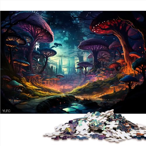 1000-teiliges Puzzle für Erwachsene, Bunte Neonpilze, Papierpuzzle, für Erwachsene und Kinder, Denkspiel, Größe: 52 x 38 cm von LZYANG