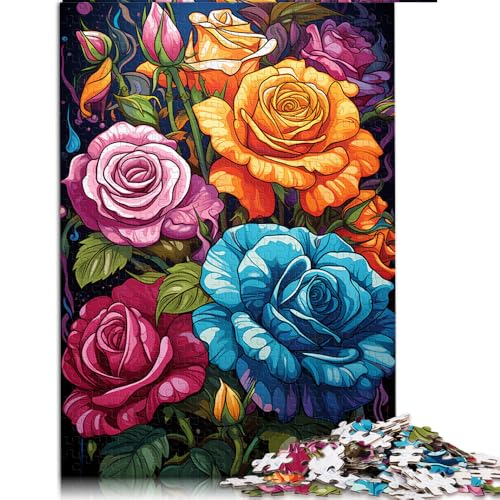 1000-teiliges Puzzle für Erwachsene, Bunte Rosen, Papierpuzzle, für Erwachsene und Kinder, Puzzle zur Heimdekoration, Größe: 26 x 38 cm von LZYANG