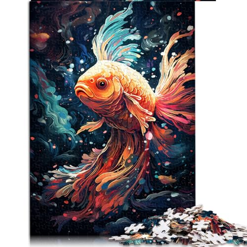 1000-teiliges Puzzle für Erwachsene, Bunter Goldfisch im Sternenhimmel, Papierpuzzle, für Erwachsene und Kinder ab 12 Jahren, Denkspiel-Spielzeug. Größe: 52 x 38 cm. von LZYANG