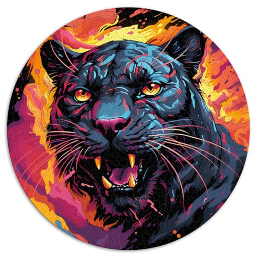 1000-teiliges Puzzle für Erwachsene, Der Pinke Schwarze Panther, runde Puzzles, für Kinder ab 12 Jahren, Kartonpuzzle, Heimdekorationsgröße ， 67,5 x 67,5 von LZYANG