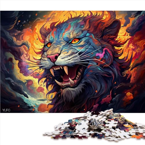 1000-teiliges Puzzle für Erwachsene, Fantasie-Farbtiere, Holzpuzzle, geeignet für Erwachsene, Denkspiel. Größe: 52 x 38 cm. von LZYANG