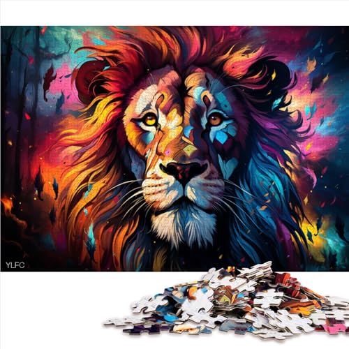 1000-teiliges Puzzle für Erwachsene, Fantasie-Löwengemälde, Holzpuzzle, für Erwachsene und Kinder ab 12 Jahren, Lernspiel, Herausforderungsspielzeug, Größe: 52 x 38 cm von LZYANG