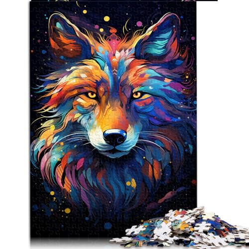 1000-teiliges Puzzle für Erwachsene, Fantasie-Papierpuzzle mit farbenfrohem grauem Wolf, für Teenager und Kinder, Puzzle zum Stressabbau. Größe: 26 x 38 cm. von LZYANG