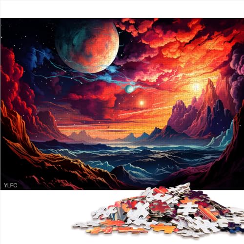 1000-teiliges Puzzle für Erwachsene, Fantasievolle, farbenfrohe Planetenlandschaft, Holzpuzzle, für Erwachsene und Kinder ab 12 Jahren, Erwachsene. Größe: 52 x 38 cm von LZYANG