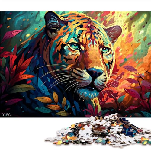 1000-teiliges Puzzle für Erwachsene, Fantasy-Dschungel-Leopard, Holzpuzzle, für Erwachsene und Kinder ab 12 Jahren, Lernspiele, Heimdekorationspuzzle. Größe: 52 x 38 cm von LZYANG