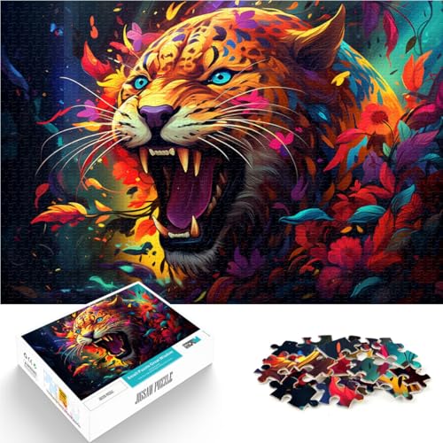 1000-teiliges Puzzle für Erwachsene, Fantasy-Dschungel-Leopard-Holzpuzzle, für Erwachsene und Kinder ab 12 Jahren, Lernspiele für Erwachsene und Kinder. Größe: 52 x 38 cm. von LZYANG