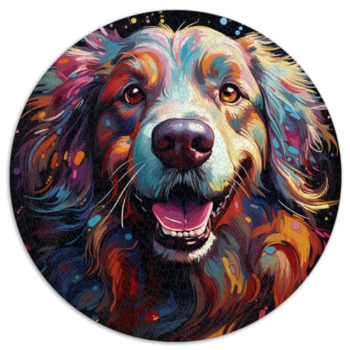 1000-teiliges Puzzle für Erwachsene, Golden Retriever, runde Puzzles, für Erwachsene und Kinder, Kartonpuzzle, Denkspiel, Größe 67,5 x 67,5 von LZYANG