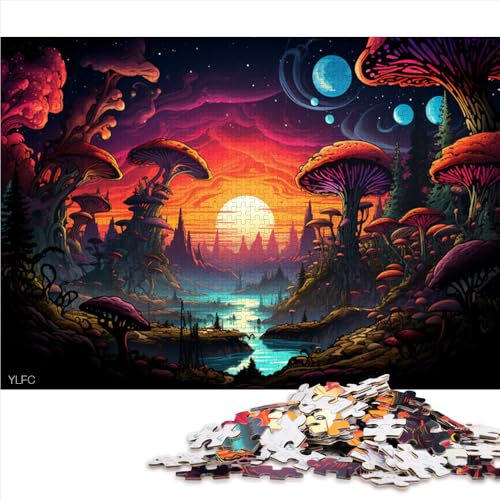 1000-teiliges Puzzle für Erwachsene, Holzpuzzle mit Fantasie-Sonnenuntergangslandschaft, für Erwachsene und Kinder ab 12 Jahren, Lernspiele, Größe: 52 x 38 cm von LZYANG