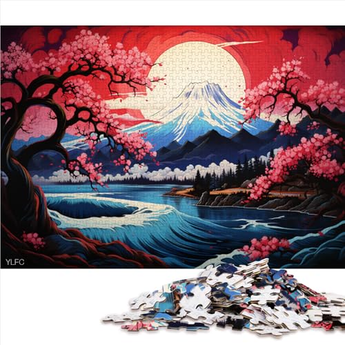 1000-teiliges Puzzle für Erwachsene, Japanisches Kirschblüten-Landschaftskunst-Papierpuzzle, geeignet für Erwachsene und Kinder ab 12 Jahren, Denkspiel als Spielzeug. Größe: 50 x 75 cm. von LZYANG