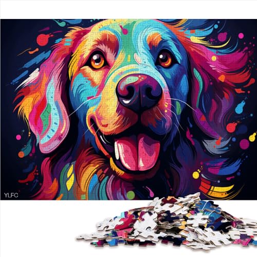 1000-teiliges Puzzle für Erwachsene, Labradors farbenfrohes psychedelisches Papierpuzzle, für Erwachsene und Kinder ab 12 Jahren, Lernspiele, Größe: 26 x 38 cm von LZYANG