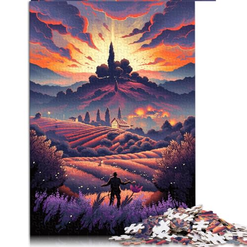 1000-teiliges Puzzle für Erwachsene, Lavendelfelder in der Provence, Frankreich, Papierpuzzle, für Erwachsene und Kinder ab 12 Jahren, Lernspiele für Erwachsene und Kinder, Größe: 52 x 38 cm von LZYANG