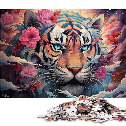 1000-teiliges Puzzle für Erwachsene, Lernspiele, Sakura- und Tiger-Papierpuzzle, für Erwachsene und Kinder ab 12 Jahren, Lernspiele für zu Hause, DIY-Spielzeug. Größe: 52 x 38 cm. von LZYANG